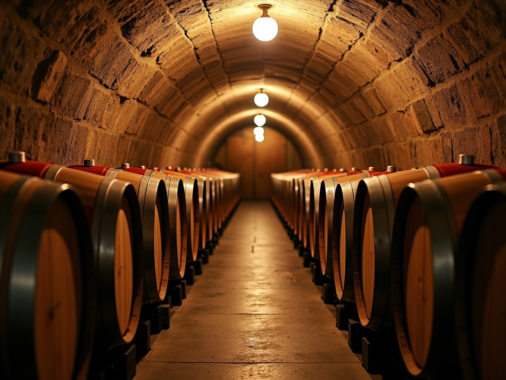 Wine barrels in Jackson Family Wines' cellar