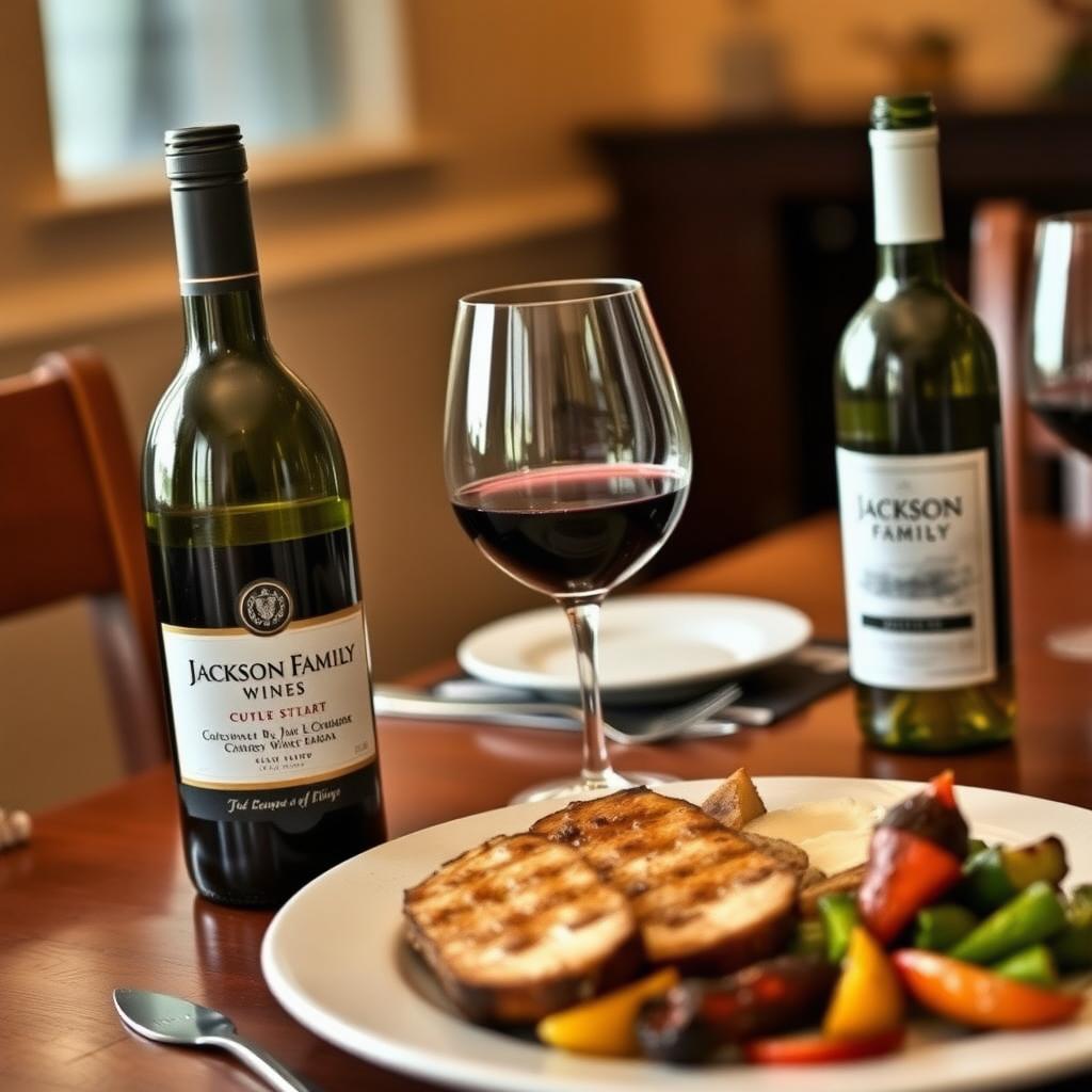 Dining table with Jackson Family Wines and food pairing