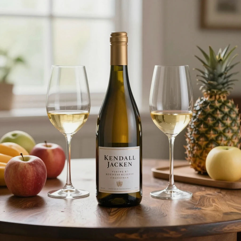 Kendall-Jackson Chardonnay bottle on a cozy tasting table
