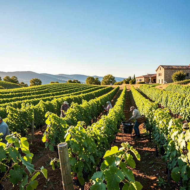 Beringer Vineyards during grape harvest
