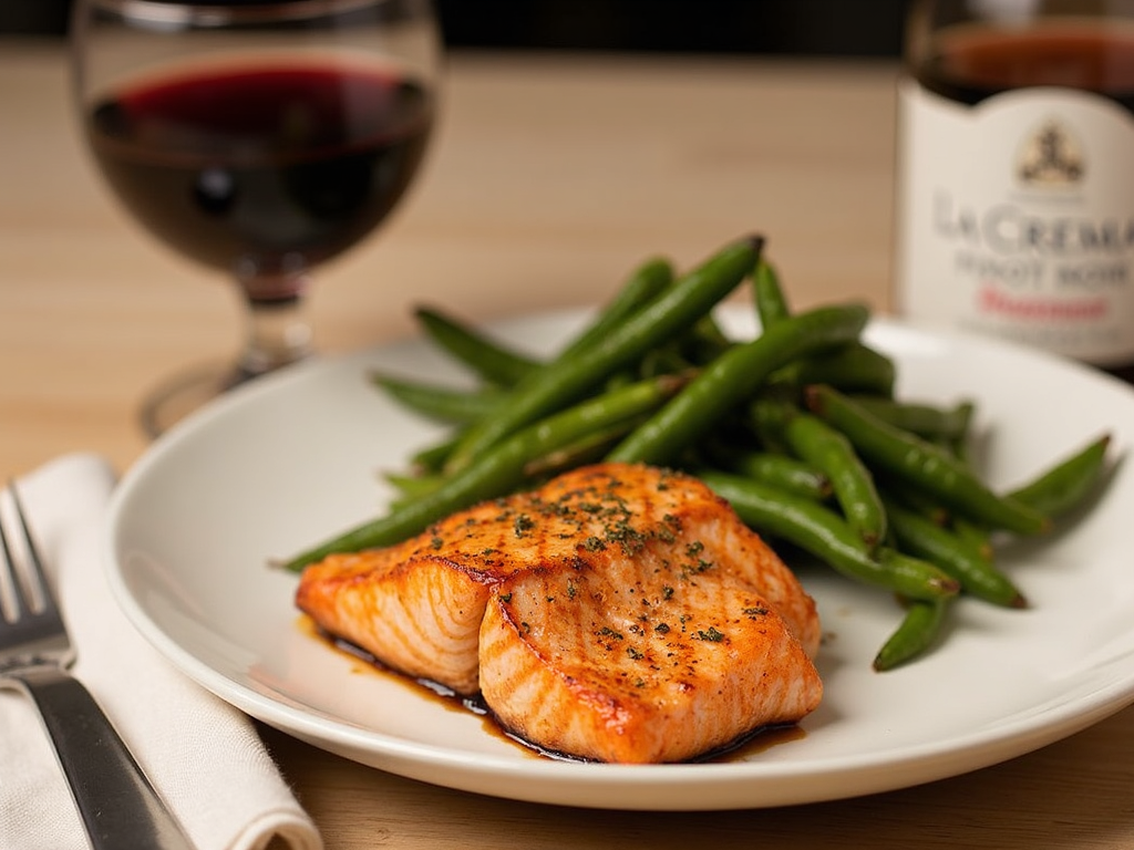 Grilled salmon and La Crema Pinot Noir pairing