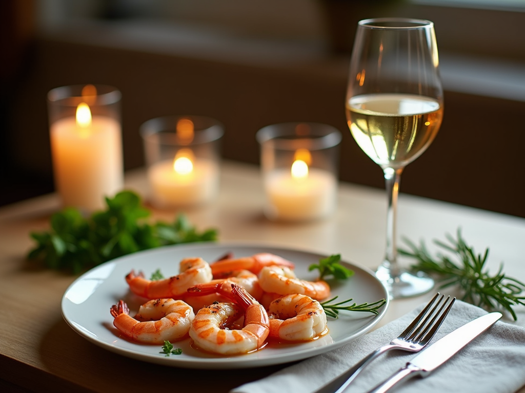 White wine with grilled shrimp
