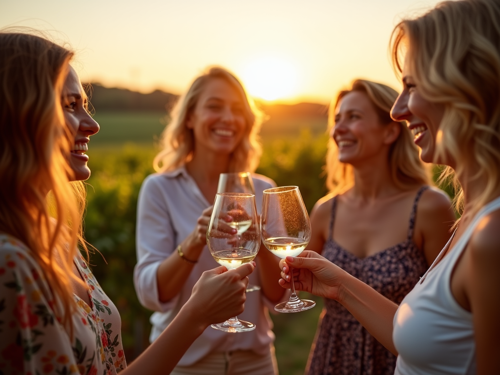 Enjoying a wine tasting with friends.