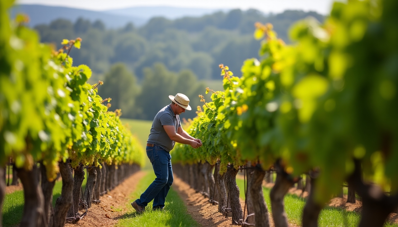 Vineyard worker at Beringer Vineyards