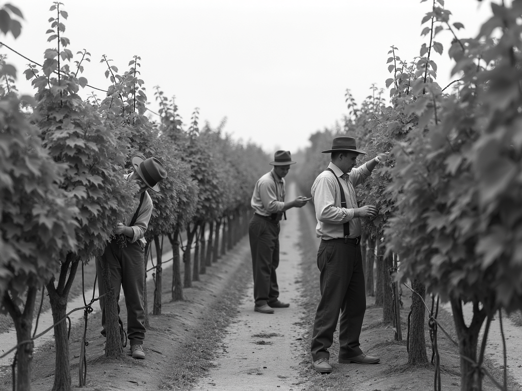 Historical photo of California winemaking