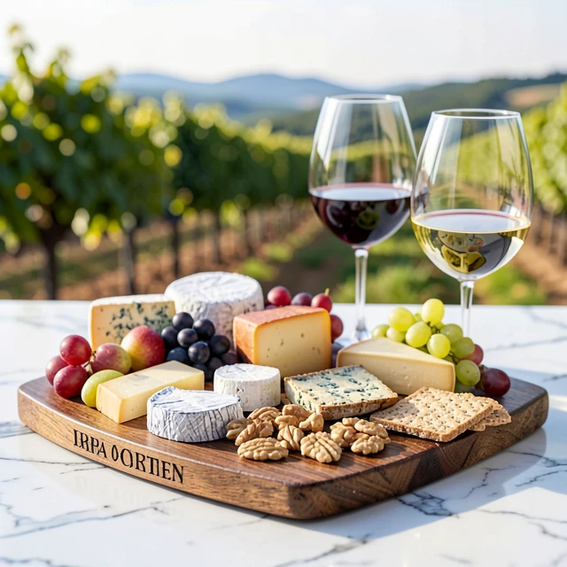Elegant wine and cheese pairing platter with Napa Valley wines