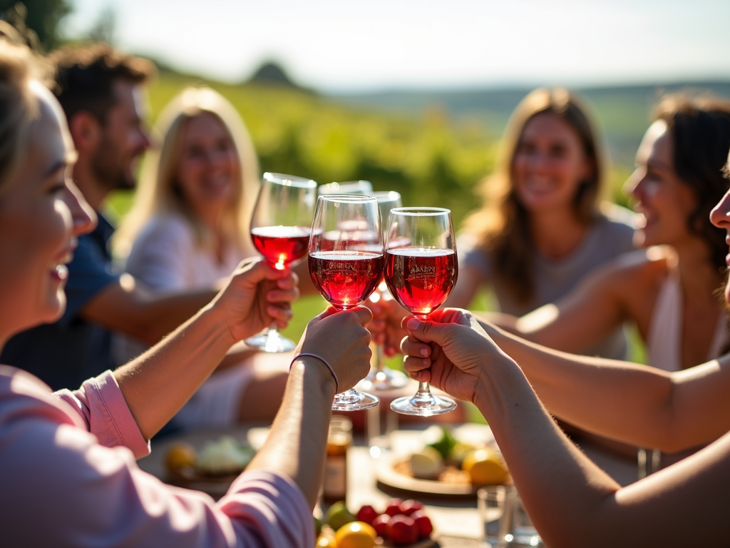 Friends toasting with Jackson Family Wines at picnic