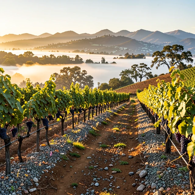 Diverse vineyard landscape highlighting terroir elements like soil and climate