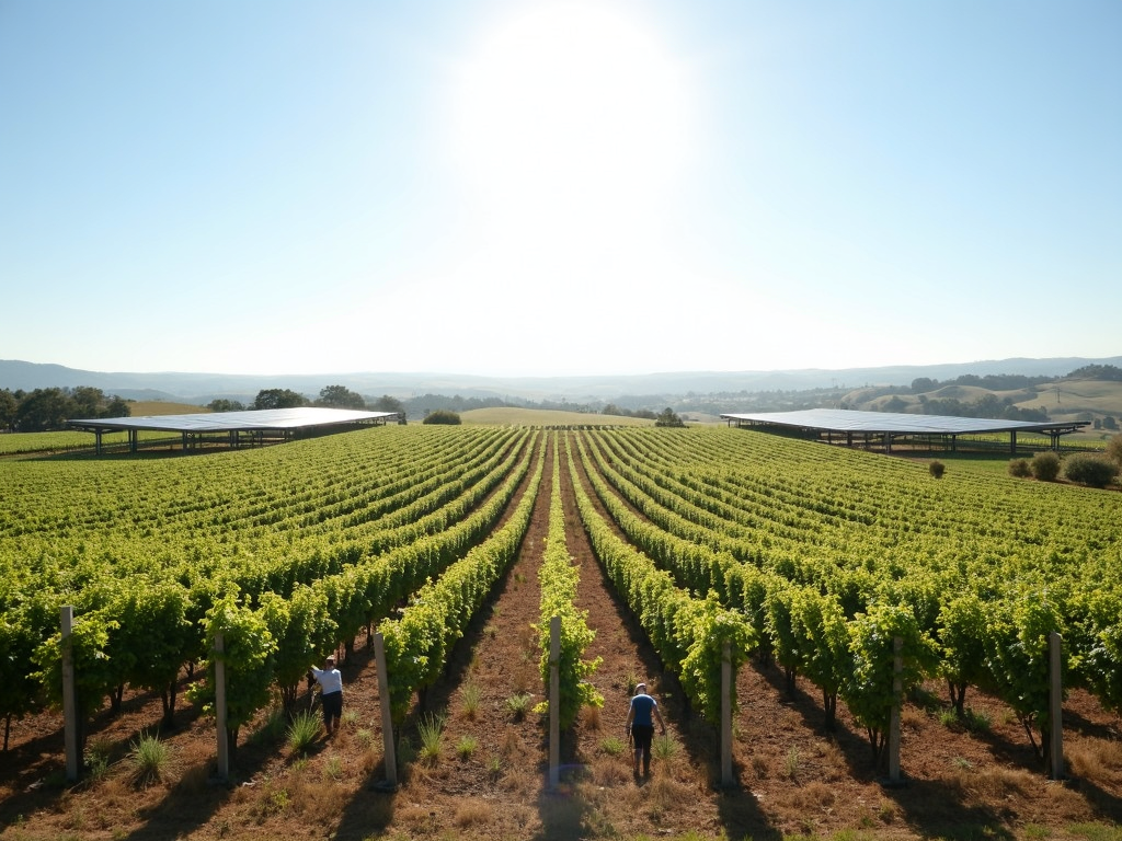 Sustainable vineyard with solar panels at Jackson Family Wines