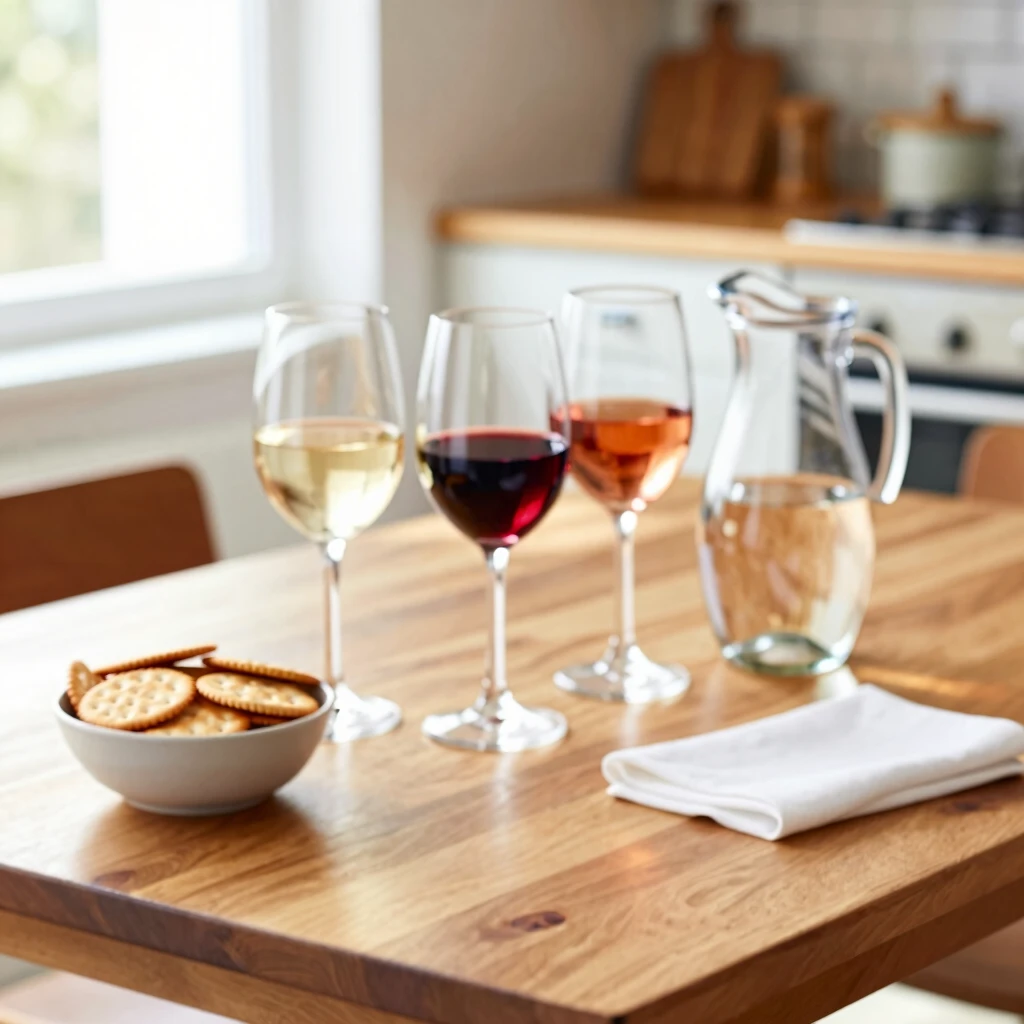 Cozy home setup for beginner wine tasting