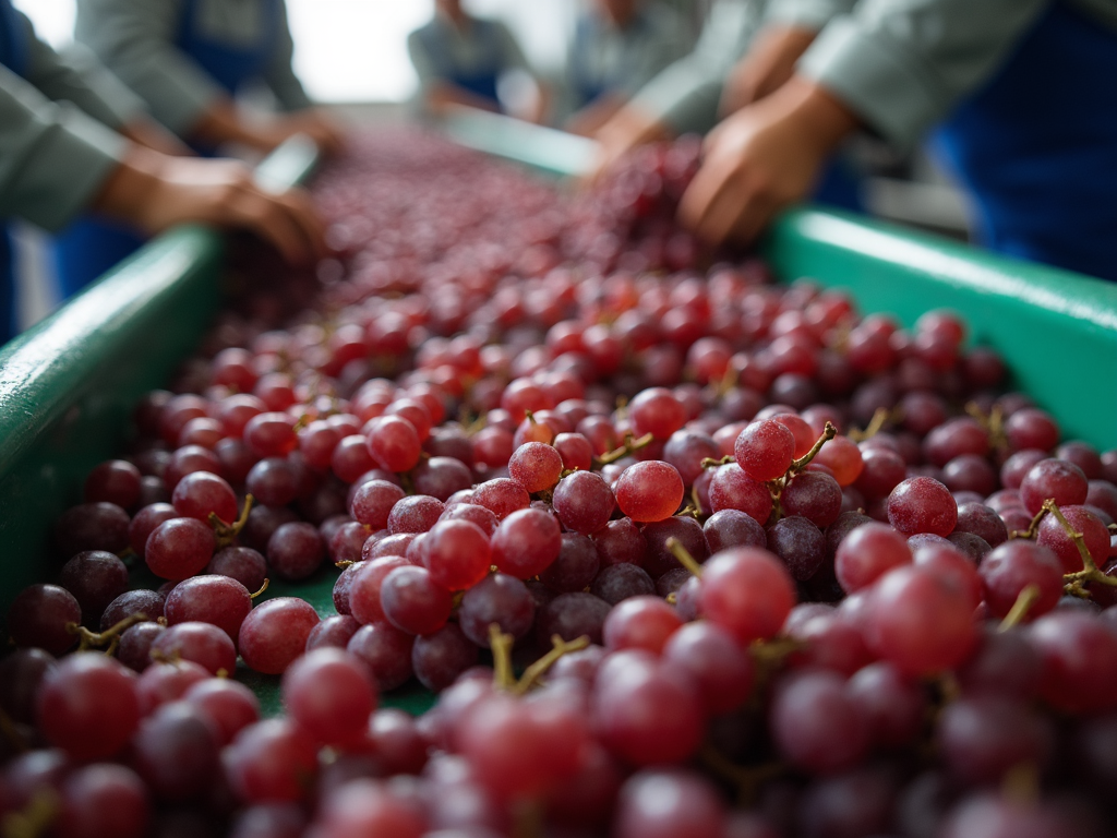 Sorting grapes at the winery