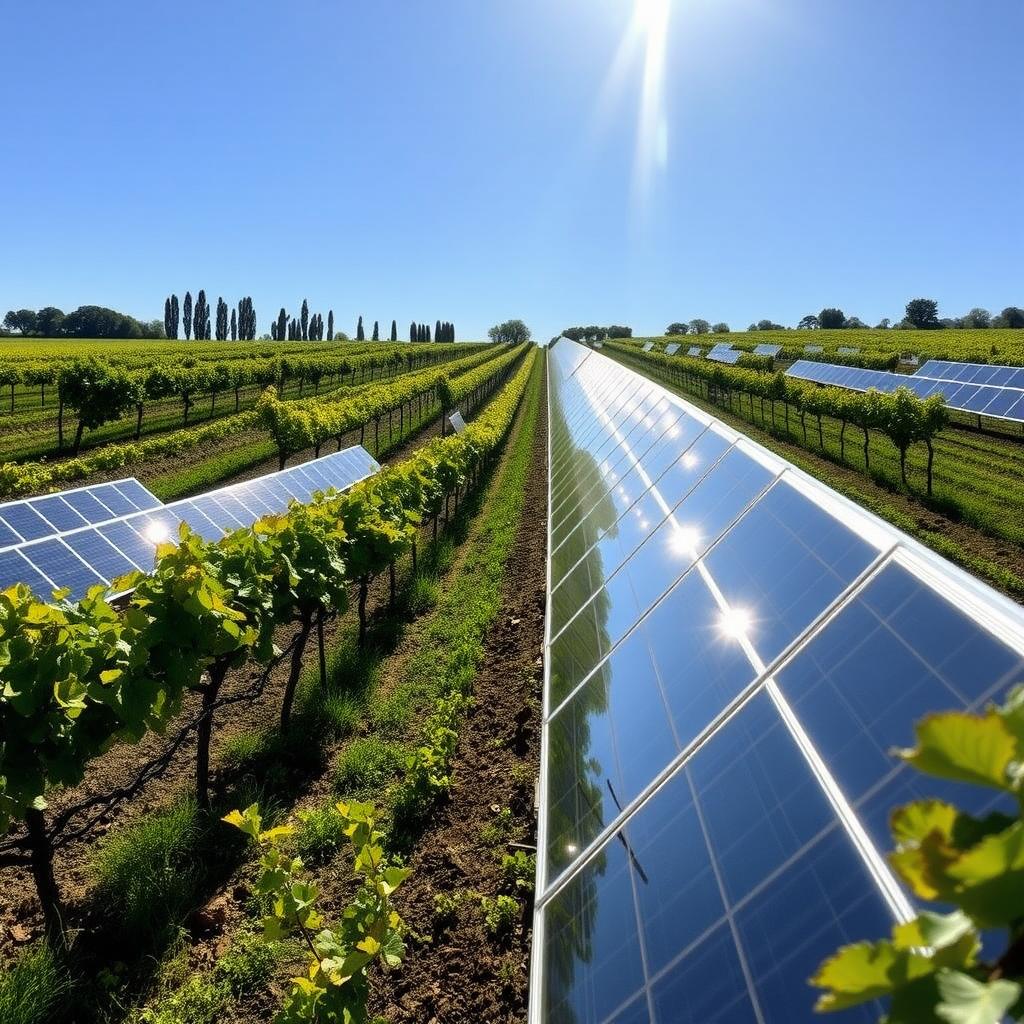 Vineyard with solar panels