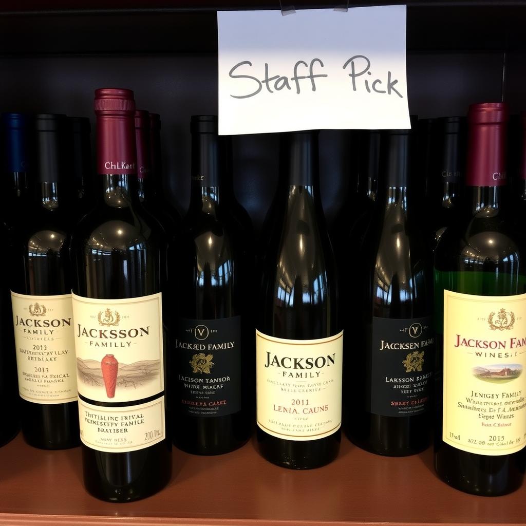 Wine shop shelf with Jackson Family Wines.