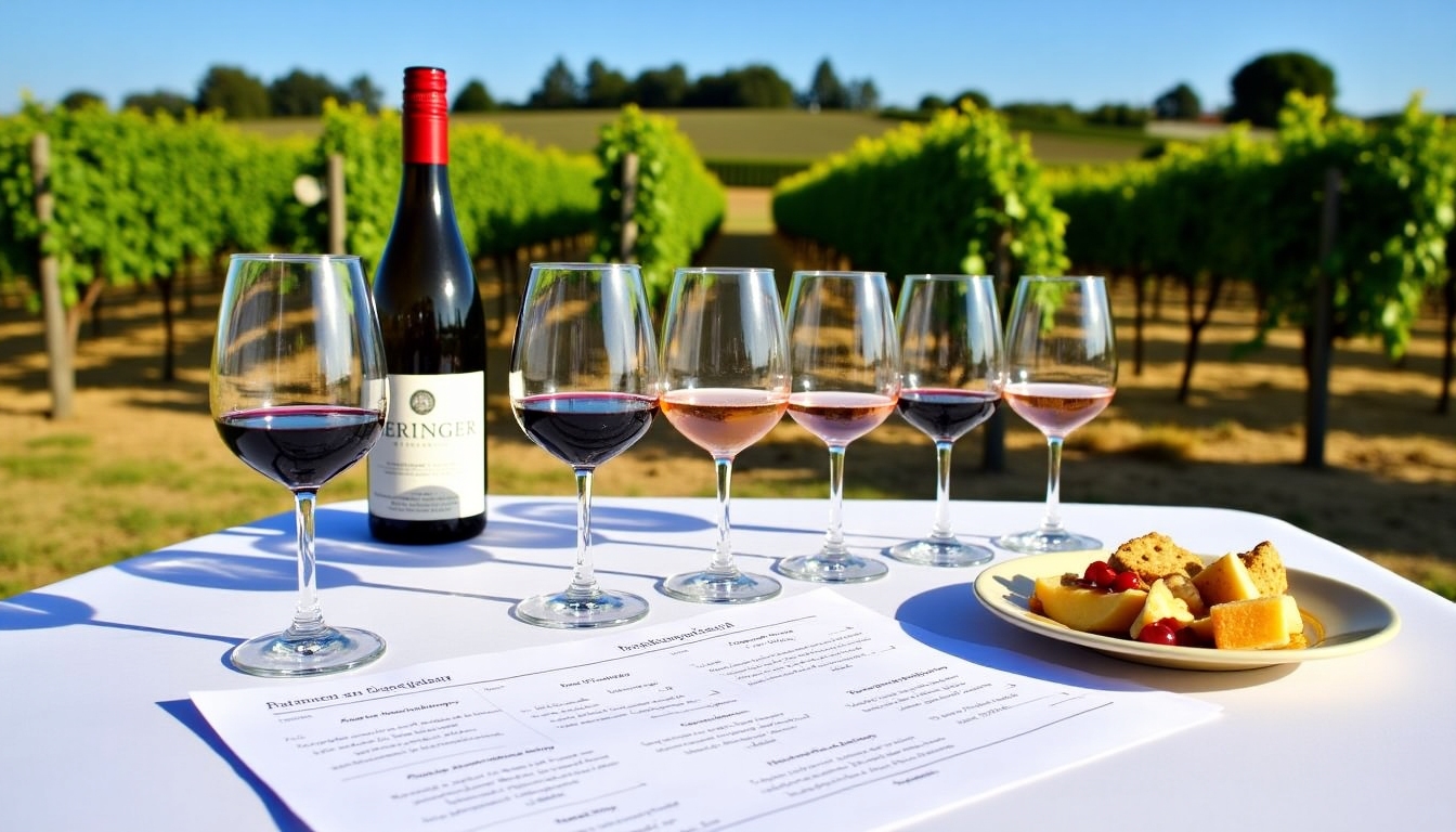 Wine tasting setup at Beringer Vineyards