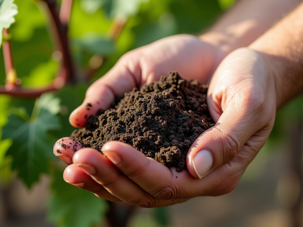 Examining the soil at Beringer Vineyards