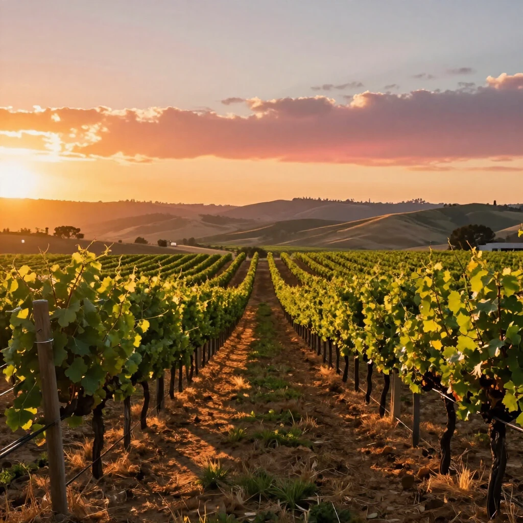 California vineyard at sunset owned by Jackson Family Wines
