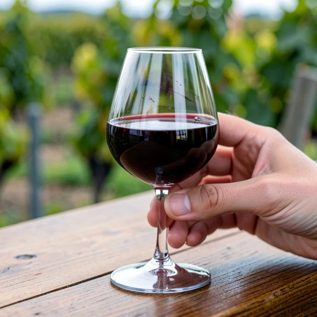 Swirling red wine to release aromas