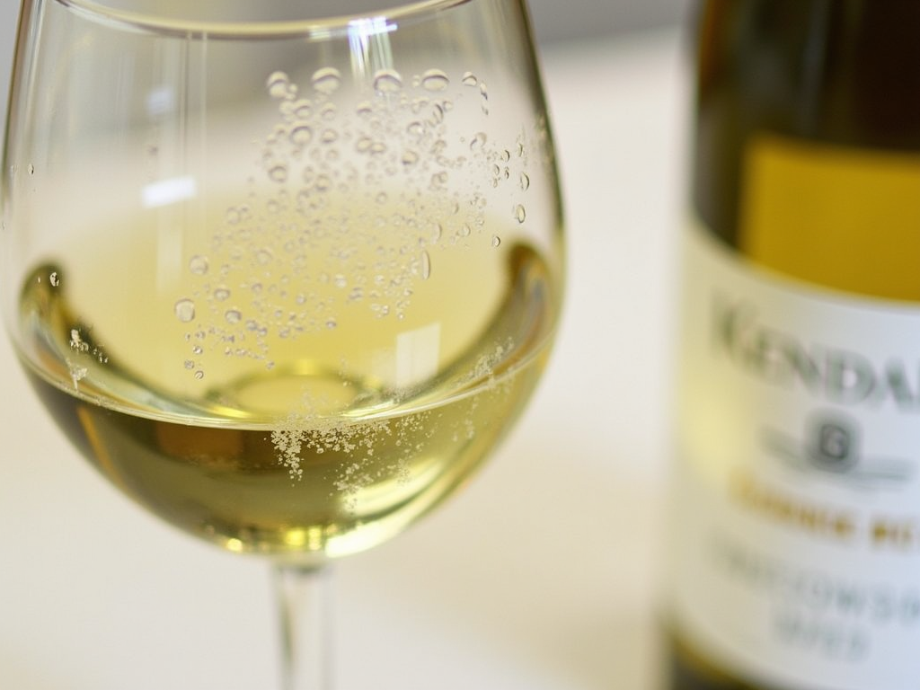 Glass of Kendall-Jackson Vintner’s Reserve Chardonnay, showcasing its inviting golden color.
