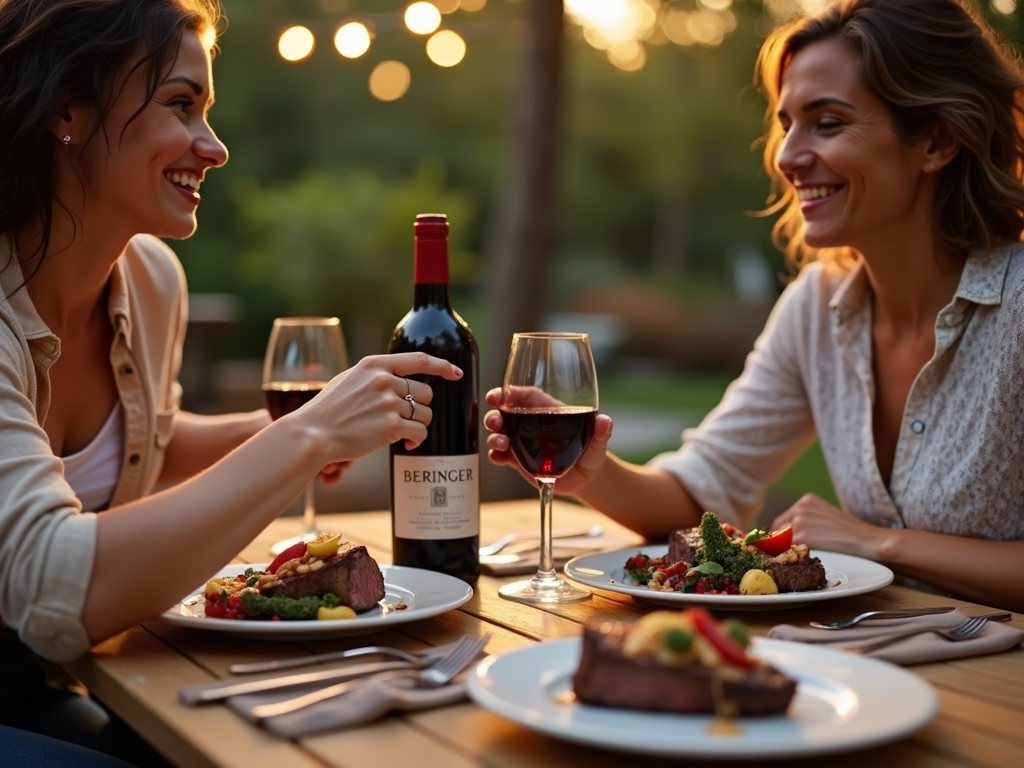 Couple enjoying Beringer wine at dinner