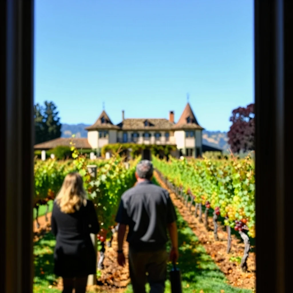 Historic Beringer Vineyards in Napa Valley with Rhine House and grape vines