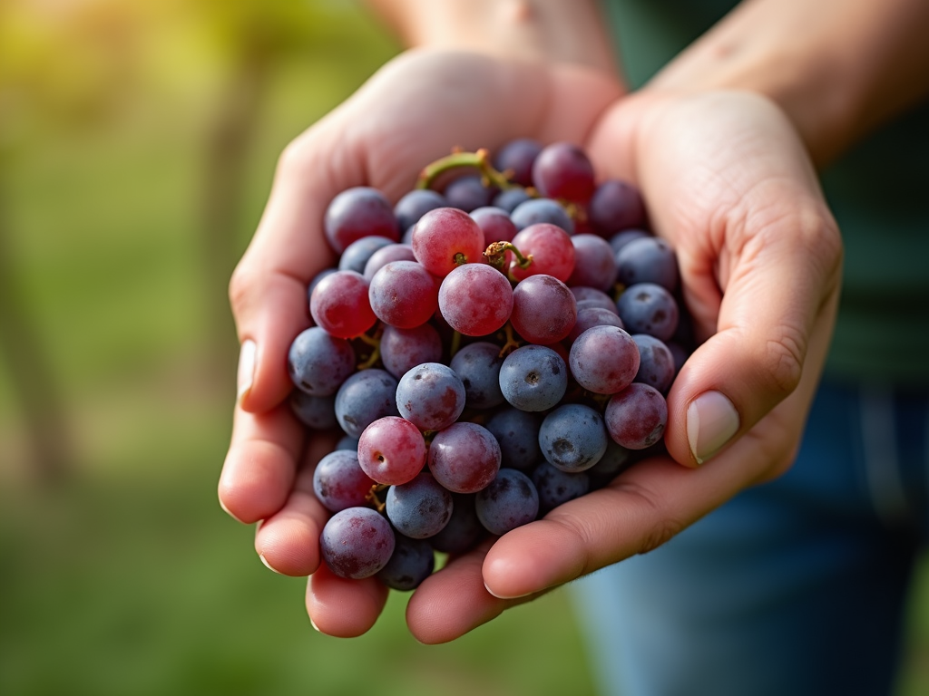 Hands holding grapes