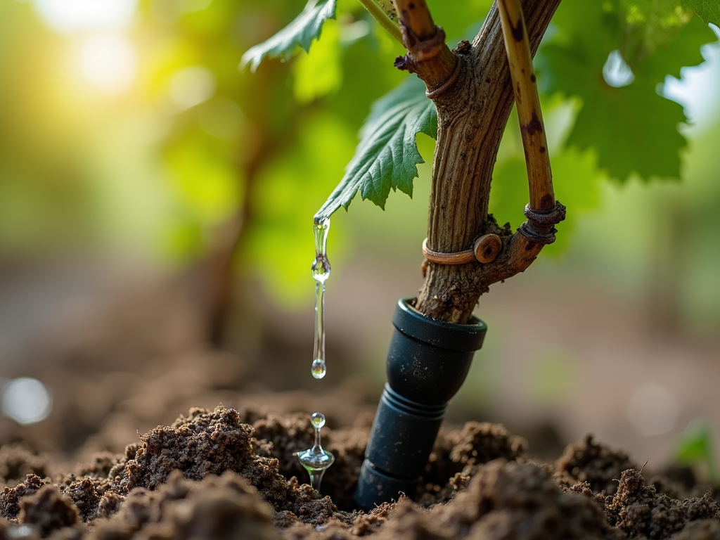 Drip irrigation in action at a vineyard