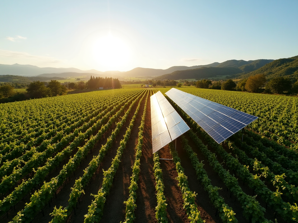 Vineyard with solar panels