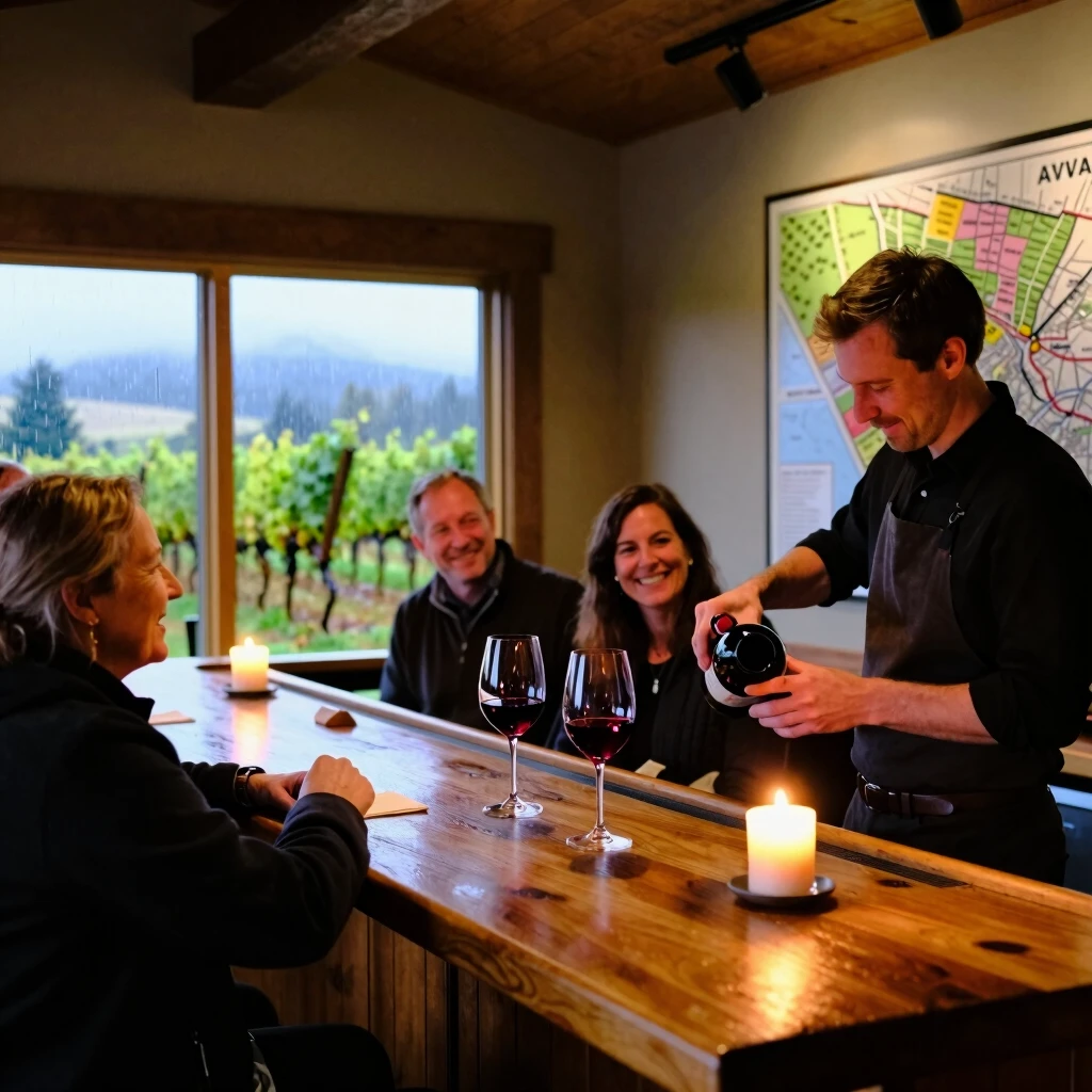 Intimate wine tasting in a Willamette Valley winery