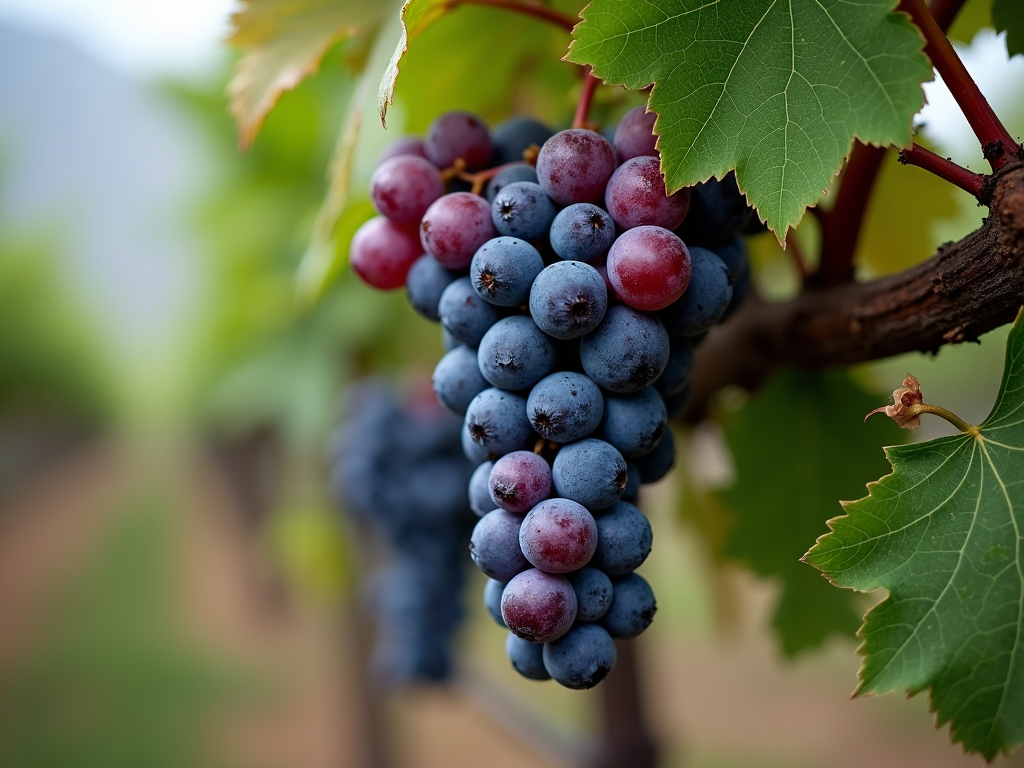 Close-up of Pinot Noir grapes in Russian River Valley