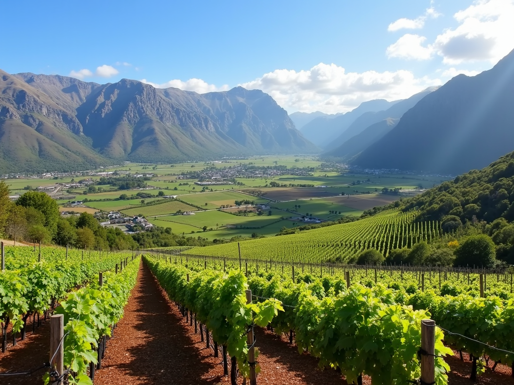 Vineyards and mountains in Stellenbosch