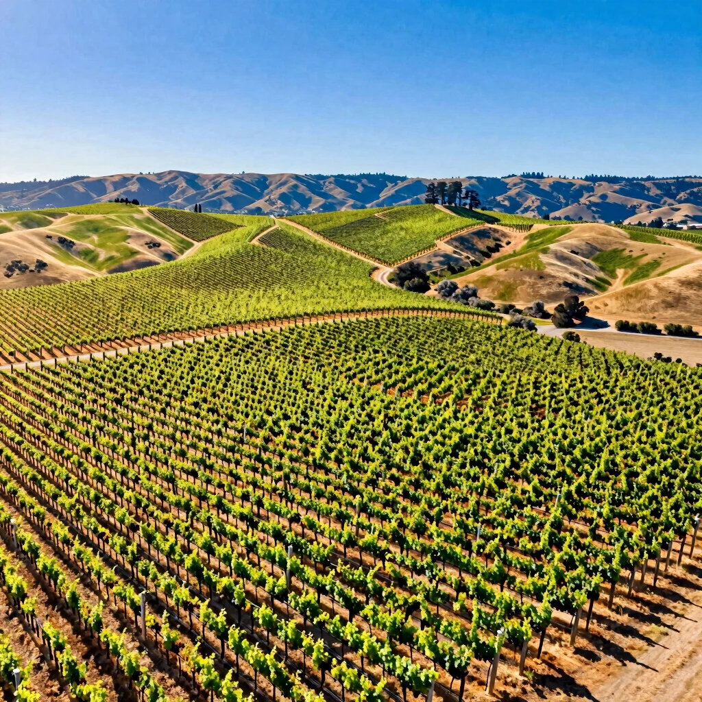 Aerial view of vineyards in Sonoma County, California