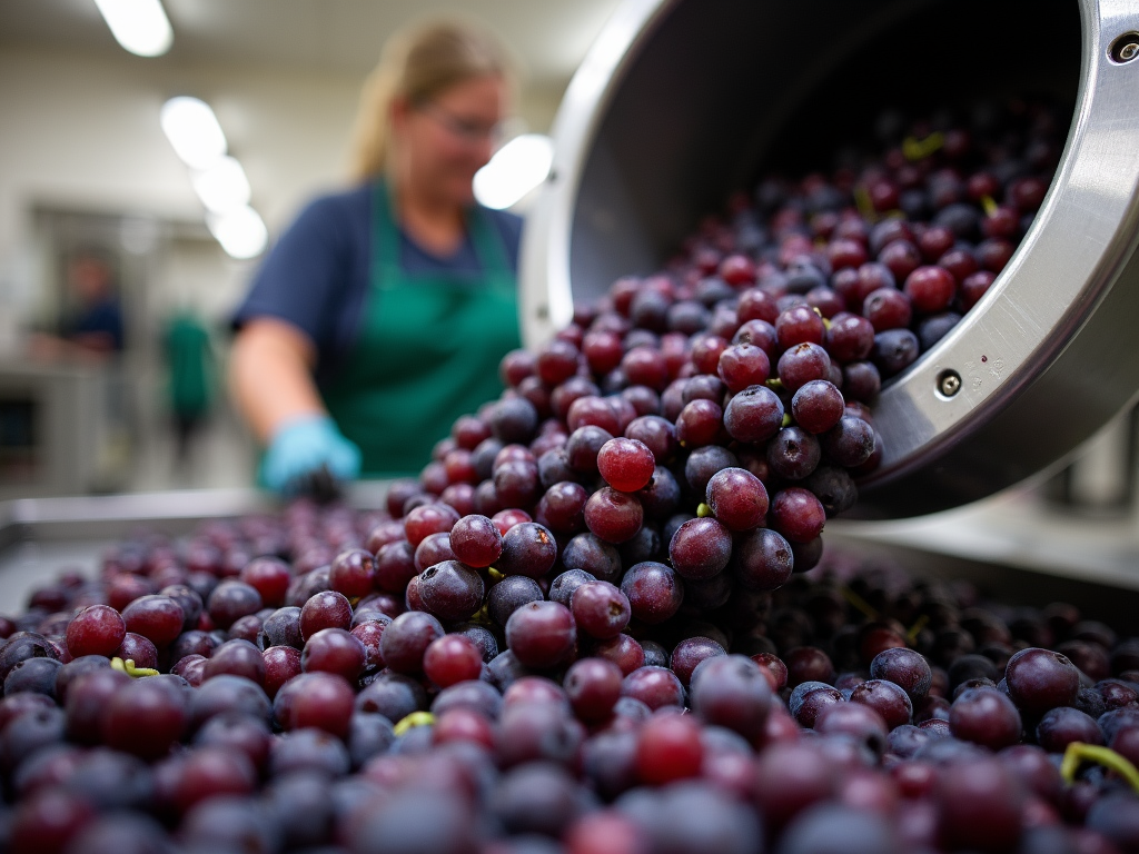 Grapes being sorted in a winery