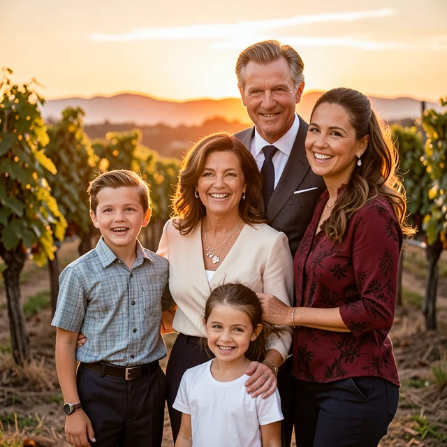 Barbara Banke and Jackson family in their vineyards