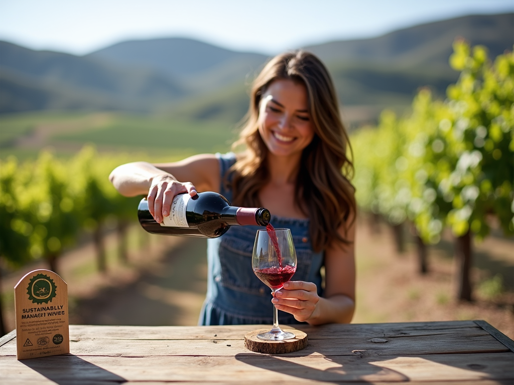 Winemaker pouring sustainable wine
