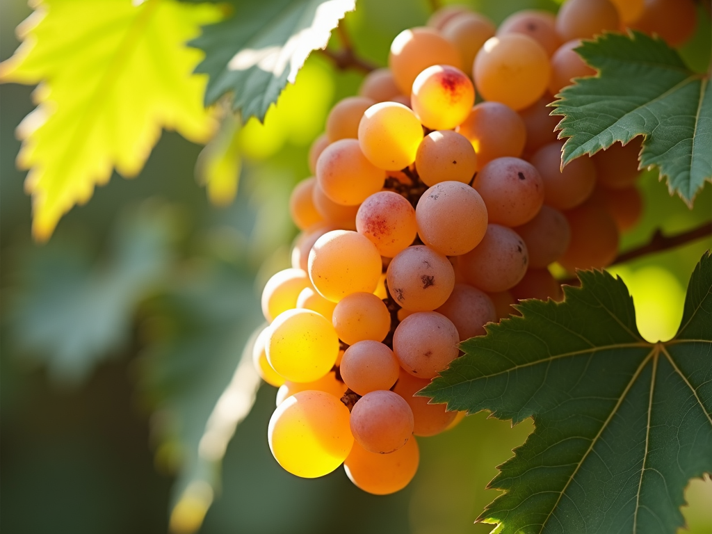 A cluster of ripe grapes on the vine, symbolizing the bounty of Jackson Family Wines’ vineyards.