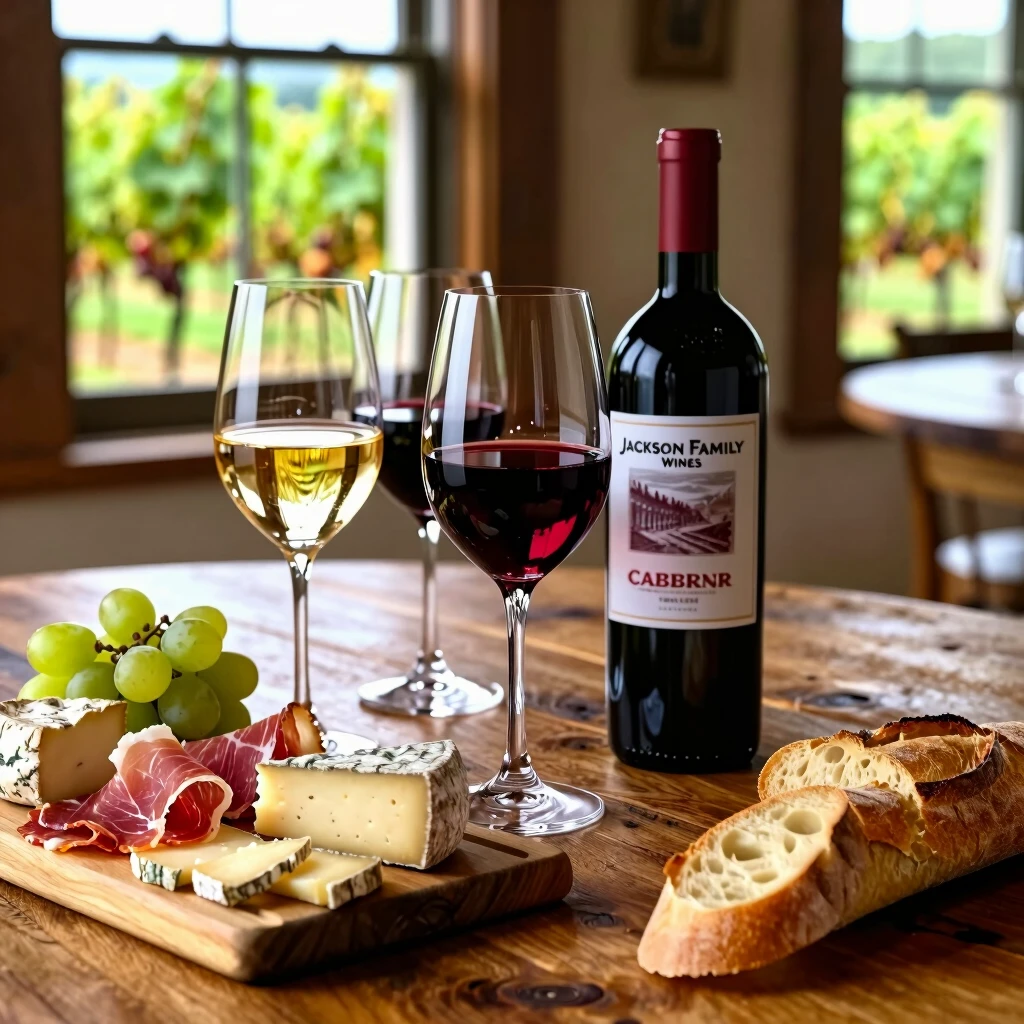 Intimate wine tasting spread featuring Jackson Family Wines