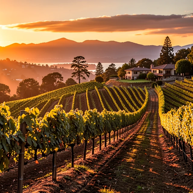 Jackson Family Wines vineyards in California at sunset