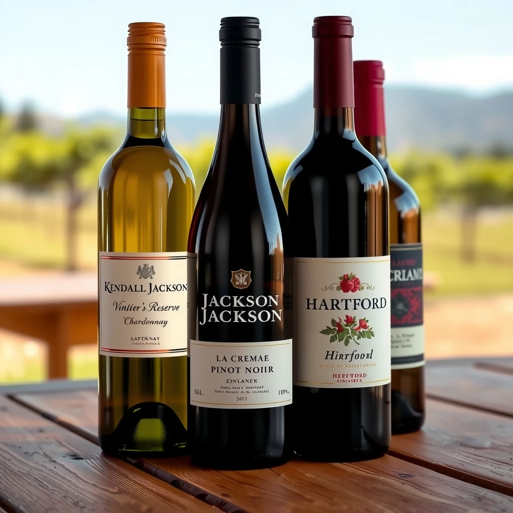 Selection of premium Jackson Family Wines bottles including flagship brands