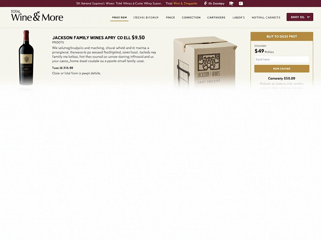 Total Wine & More website showing Jackson Family Wines and price matching