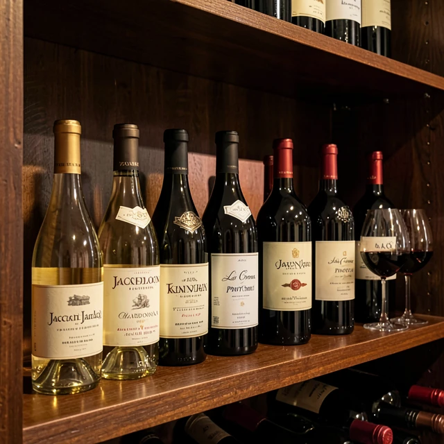 Collection of premium Jackson Family Wines bottles displayed beautifully in a home wine cellar