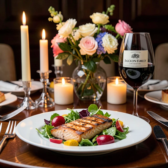 Delicious food pairing: grilled salmon with Jackson Family Wines Pinot Noir
