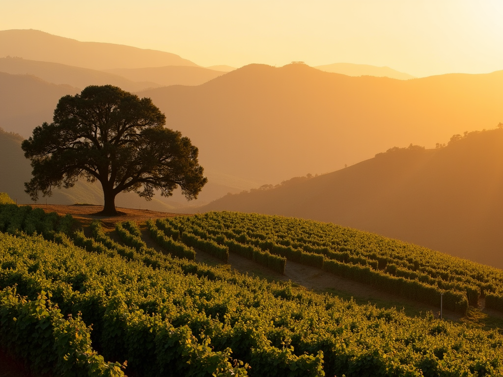 Sonoma County vineyard at golden hour