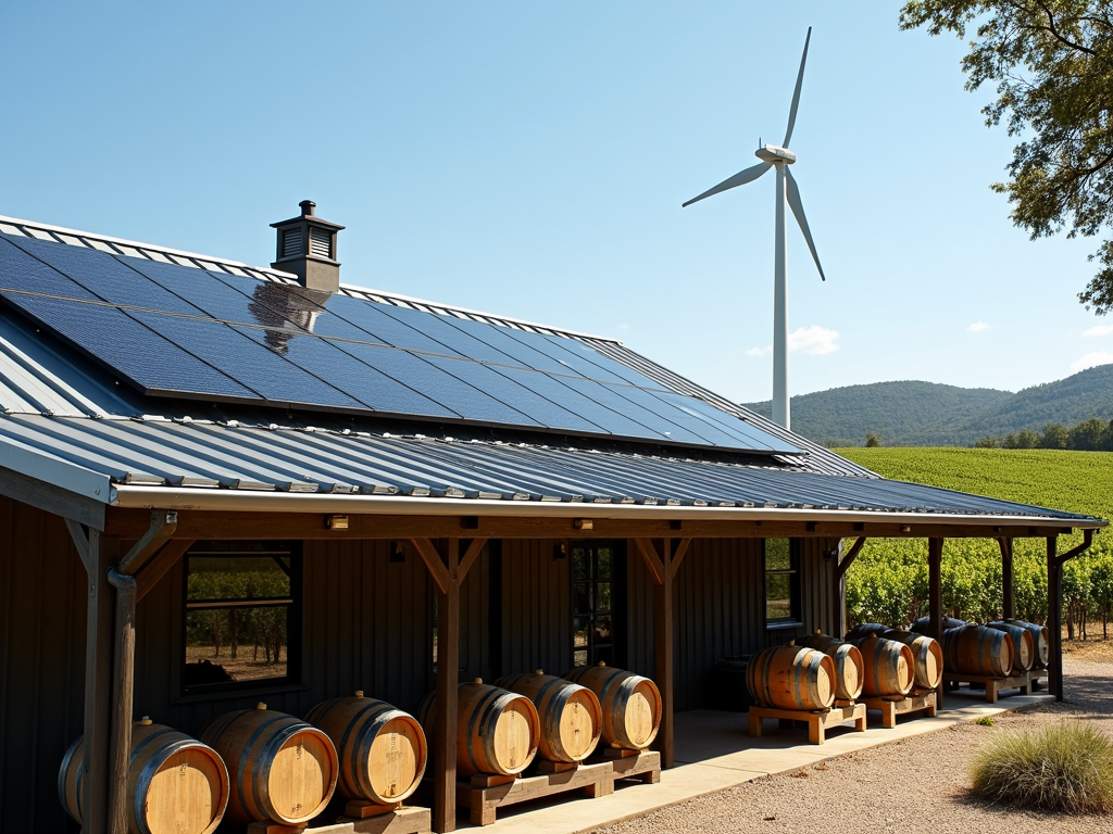 Solar panels on a sustainable winery