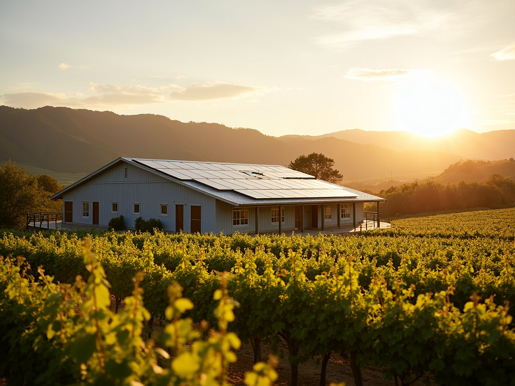 Solar-powered winery with vineyards