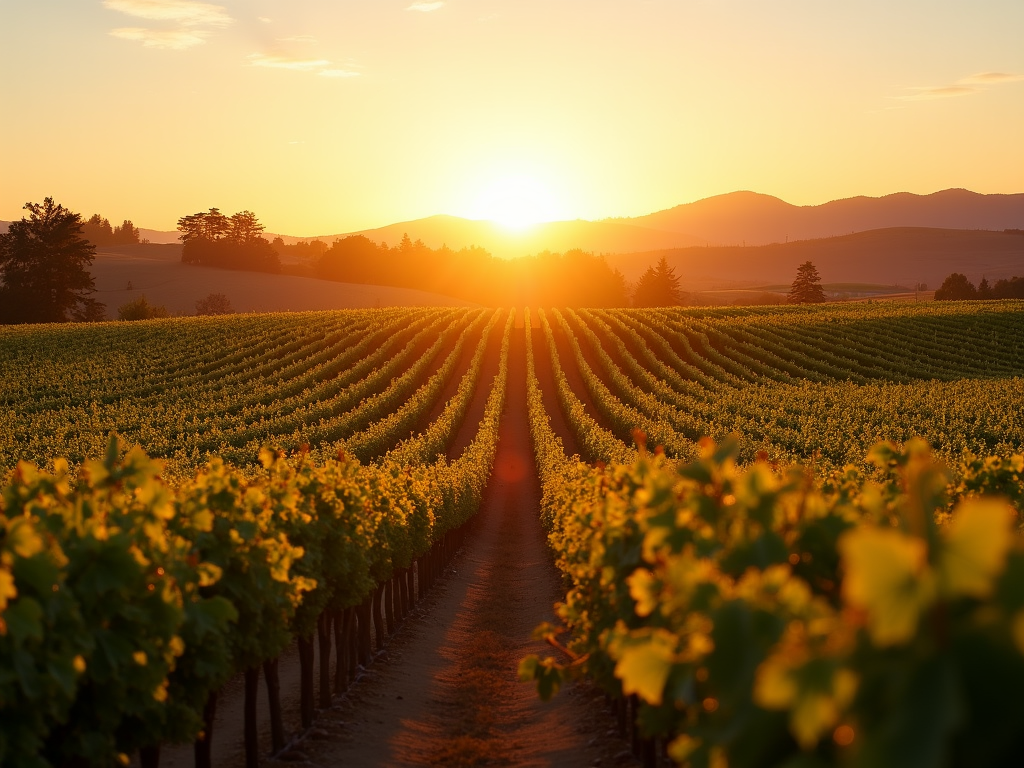 Kendall-Jackson vineyard in Sonoma County at sunset