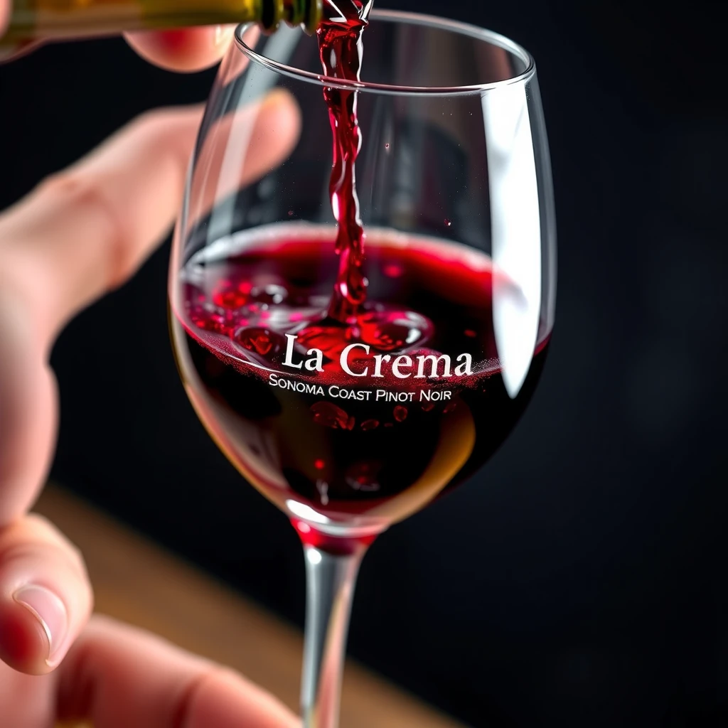 Pouring La Crema Sonoma Coast Pinot Noir into a glass