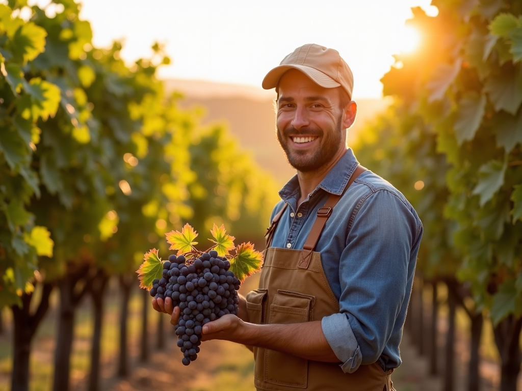 Winemaker with grapes
