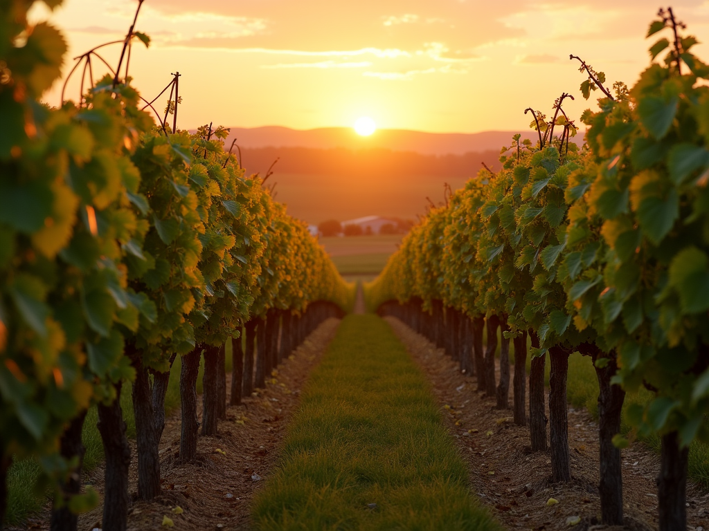 Vineyard at sunset