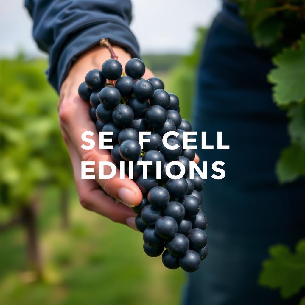 Winemaker inspecting grapes in vineyard