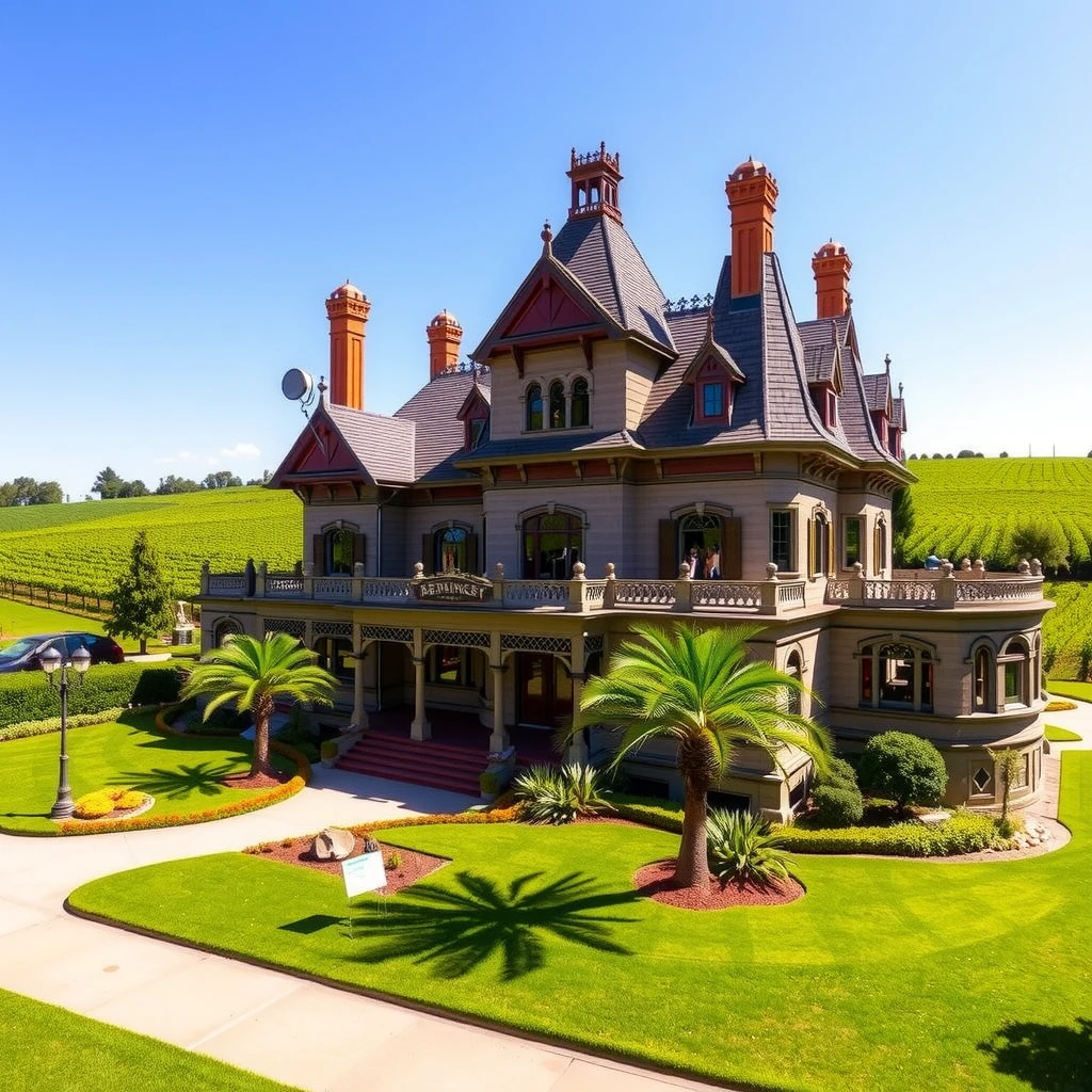 Historic Beringer Vineyards Rhine House mansion in Napa Valley